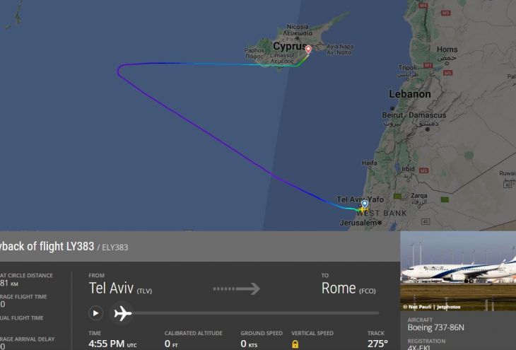 Борт Тель-Авив — Рим вынужденно приземлился в Ларнаке 