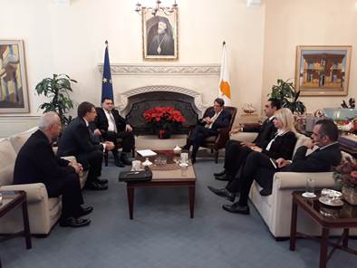Bстреча делегации новой партии «Эго о Политис» с президентом Кипра